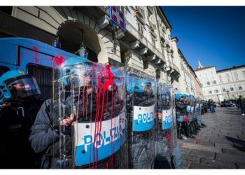 Durante la manifestazione degli studenti