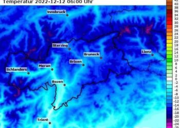 Sopra i 700 metri oggi la temperatura non sale sopra lo zero