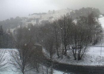 La neve nell'immagine della webcqam dell'Osservatorio di Sormano, nel Triangolo Lariano