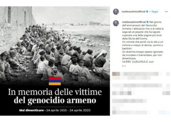 Tra il 1915-1919 vennero uccise un milione e mezzo di persone