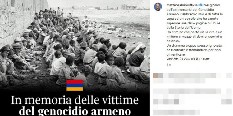 Tra il 1915-1919 vennero uccise un milione e mezzo di persone