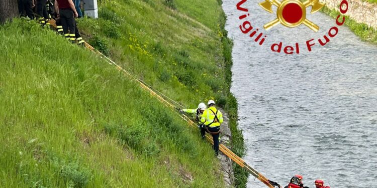 Erba, cade nel Lambro. Salvato dai vigili del fuoco