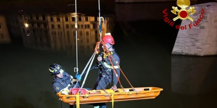 Necessario l'intervento dei vigili del fuoco per recuperarlo