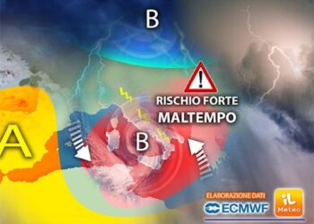 Rischio nubifragi al Nordest e sulle tirreniche del Centrosud