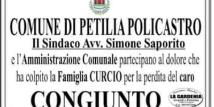 Sindaco Petilia Policastro: 'davanti a morte si è tutti uguali'