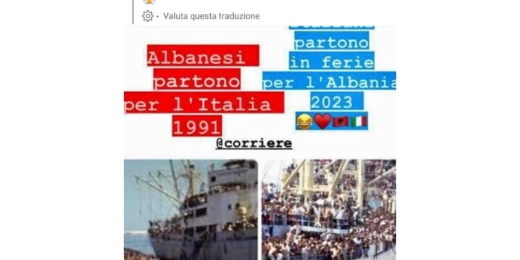 Posta foto con sbarco della Vlora e traghetti pieni per Albania