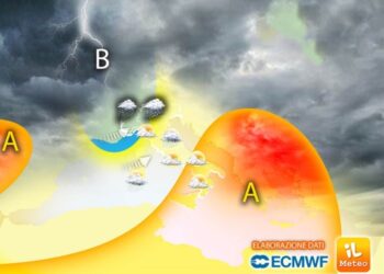 Temporali su Nord-Ovest e Toscana; bello al Sud fino a 39 gradi