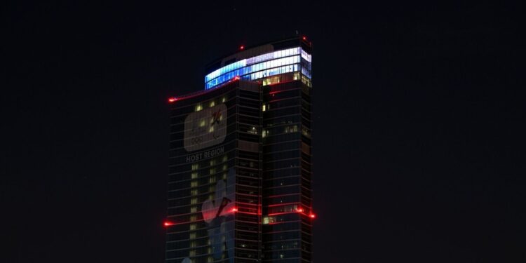 Palazzo della Regione illuminato coi colori della bandiera