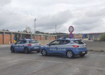 Alcune auto delle forze dell'ordine di passaggio