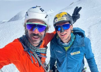 Luca Schiera e Paolo Marazzi sulla cima del Cerro Nora Oeste