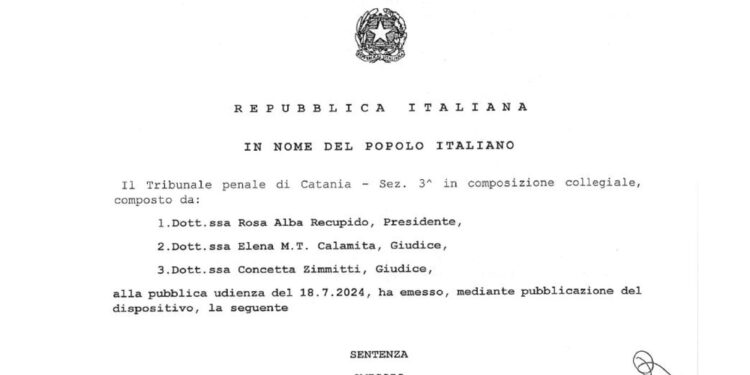 Sentenza del Tribunale di Catania