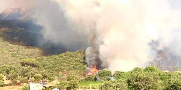 Uno dei Canadair in azione costretto a fermarsi per un guasto