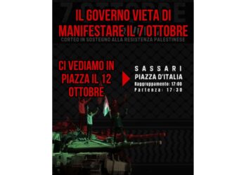 Il 12 manifestazione a Sassari dopo divieto per il 7 ottobre