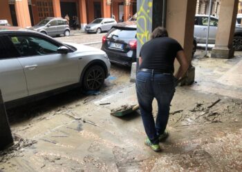 Negozianti al lavoro in via Lame