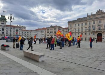 Una cinquantina persone in piazza Unità invoca sciopero generale