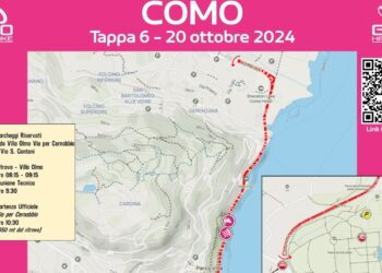 Il percorso della tappa di Como che doveva andare in scena domenica prossima