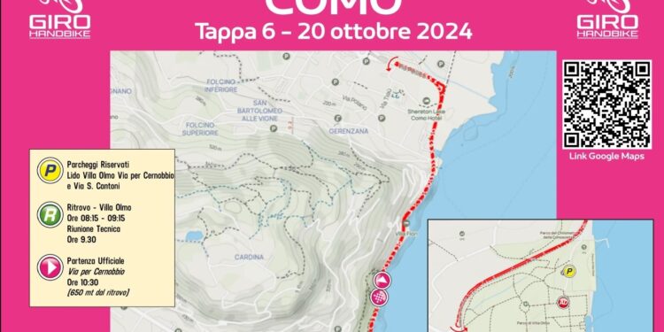 Il percorso della tappa di Como che doveva andare in scena domenica prossima