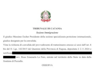 Decisione tribunale di Catania per migrante sbarcato a Pozzallo