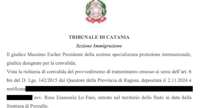 Decisione tribunale di Catania per migrante sbarcato a Pozzallo