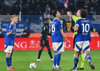 L'espulsione di Braunoder durante la gara con la Lazio (foto Roberto Colombo)