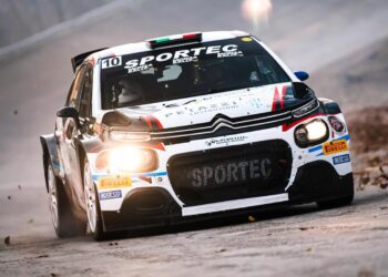 Marco Butti in azione al Monza Rally Show, chiuso all'ottavo posto assoluto