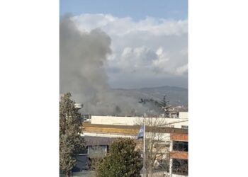 Colonna di fumo nella zona industriale di Frosinone