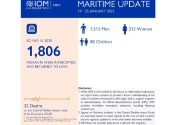 'Dall'inizio dell'anno 1806 migranti riportati in Libia'