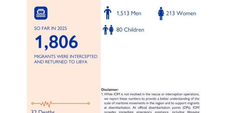 'Dall'inizio dell'anno 1806 migranti riportati in Libia'