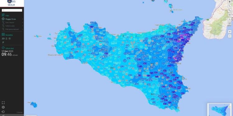 Picchi di acqua significativi sul versante orientale dell'isola