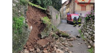 Intervento dei vigili del fuoco nel parco di Villa Somaini