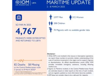 'Dall'inizio dell'anno 4.767 migranti riportati in Libia'